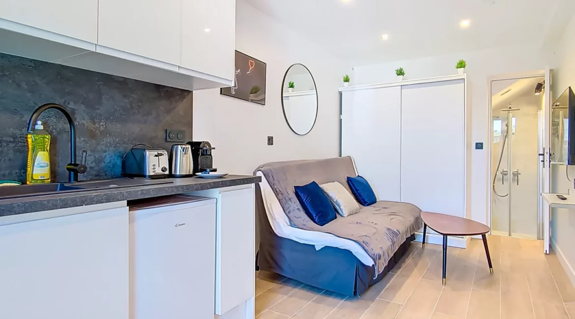 canape cuisine location appartement argenteuil Petit salon moderne avec canapé-lit.